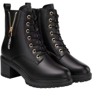 Size 35-40 Womens Fashion Martin Boots Soft Soled Leather Shoes Casual Coarse Heel Knight Boots