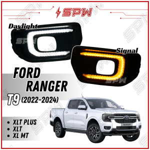 Ford Ranger T9 2022-2024 DRL Daylight Front Bumper LED Cover XL MT XLT Plus Running Signal Light Fog Lamp Foglamp Spotlight 2022 2023 2024