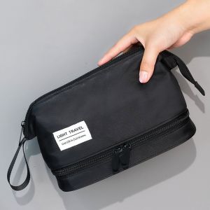 Mens Travel Toiletry Bag with Dry/Wet Separation - Portable Toiletry Organizer for Business Travel & Swimming