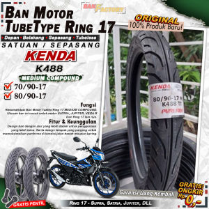 Ban Motor Bebek Kenda K488 Ring 17 Tubles Ban Motor Tubeless Supra Satria Jupiter Vixion Ring 17
