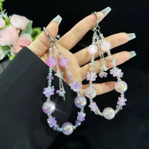 CANICECA Korean Style Mobile Phone Lanyard Anti-Loss Butterfly Petal Design Charm Phone Chain Sweet Anti-Theft Phone Wrist Strap Gift