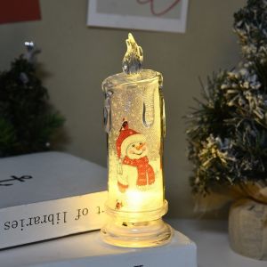 Electronic Candle Christmas Decoration Transparent Built-in Printed LED Simulation Flameless Candle Ambient Lighting Xmas Gift