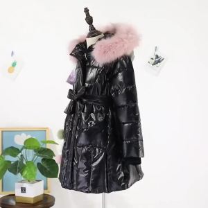 Áo khoác OLEKID mùa thu đông 2025 cho bé gái chống nước có mũ sáng bóng dày áo khoác ngoài cho bé gái 5-14 tuổi áo parka cho thiếu nữ