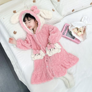 Christmas gifts Halloween Anime Girls Clothing Sanrio Autumn and Winter New Collection Cinnamoroll Warm Nightgown Cartoon Kawaii Kuromi Long Home Outfit