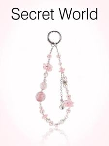 BasicSpark Phone Strap Pink Peach Blossom Purple Glass Phone Lanyard Womens Pendant Cord Chain Phone Case Airpods Decoration Keychain