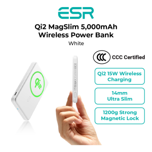 [3C Certified] ESR Qi2 5000mAh Magnetic Power Bank | 15W Fast Wireless Charging | Slim & Cooler | Safe For Flight