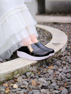 ONE LOVE DEENA WEDGES - SEPATU WEDGES WANITA RESLETING ZIPPER TINGGI 4CM ANTISLIP