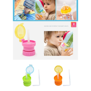 Spill Proof Water Bottle Straw Cap Portable Juice SodaWater Bottle Twist Cover Cap with Straw for Children Adults