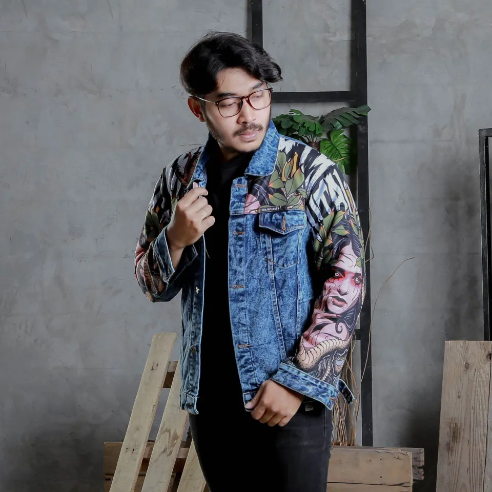 Jaket hot sale jeans batik