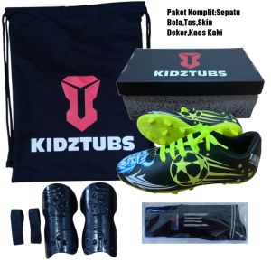 KIDZTUBS Sepatu Bola Anak Paket Komplit Sepatu Bola Tas Skin Deker Kaos Kaki Usia 6-10 Tahun Size 28 29 30 31 32 33 34 35 36 37 KDZ1151122224