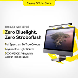 Baseus Desk LED Anti Blue Clip Lamp Adjustable Screenbar Reading Hanging Light For Computer Table Eye Protection Lamp USB Rechargeable Office Desk Light for PC Laptop