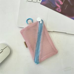 ANGY Lightweight Mesh Zipper Bags Visibility Portable Mini Makeup Pouch Convenient Hollow Out Travel Toiletry Pockets Office