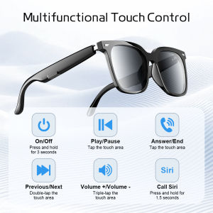 Cermin mata bluetooth pintar serba baharu dengan mikrofon set kepala bluetooth wayarles 360° cermin mata hitam anti-cahaya biru stereo