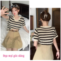 Áo len mongtoghi nữ cổ tròn cộc tay lỡ form dáng rộng phong cách hàn quốc hàng dệt kim montergy Quảng Châu AL15. 