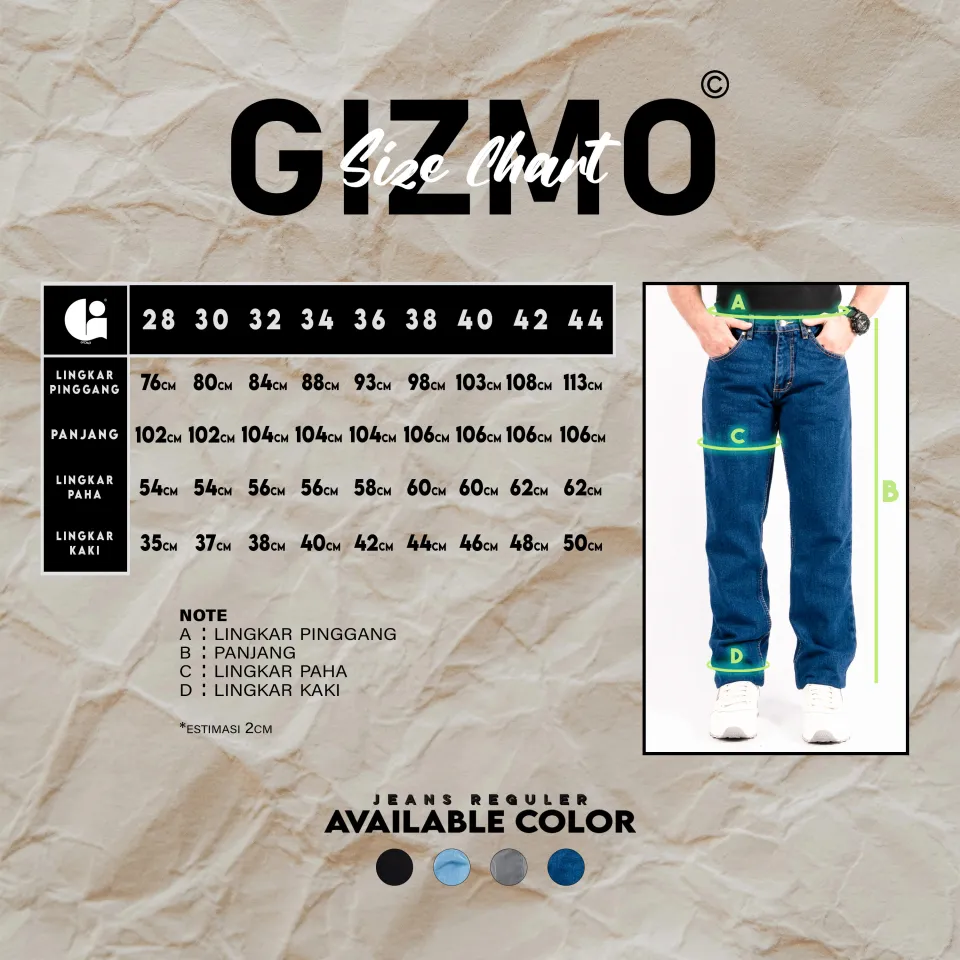 Gizmo Celana Jeans Reguler Biowash Basic Denim Denim Casual Untuk