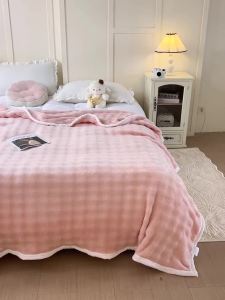 Jubona Thickened Imitation Rabbit Fur Blanket Winter Office Throw Blanket Double-Sided Rabbit Fur Blanket Milk Nap Blanket Bed Sheet LZD