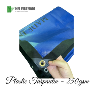 Bạt nhựa PE che nắng mưa Hàn Quốc may viền khuy sẵn tiện dụng - Định lượng 250gsm - Màu xanh dương