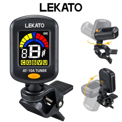 LEKATO Guitar Tuner Rechargeable Clip On Tuner 360° Rotation Digital Stringed LCD Color Screen ±0.5 Cent Precision Tuner For Guitar/Ukulele/Violin/All Instruments