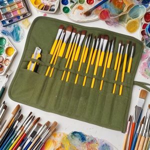 GIORGIONE Portable Painting Brushes Storage Bag Large Capacity 22 Slots Colored Pencil Storage Pouch Universal Pen Bag Stationery Case Art Supplies