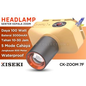 Senter Kepala KISEKI CK-ZOOM 7F Lensa Teleskop Terbaru Tahan 30 Jam Daya 100 Watt | Headlamp Zoom
