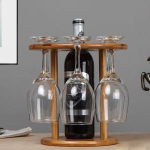 ชั้นคว่ำแก้วไวน์ สไตล์วินเทจ หรูหรา ที่เก็บแก้ว-ขวดไวน์ 2in1 ชั้นไม้วางแก้วไวน์ 6ช่อง