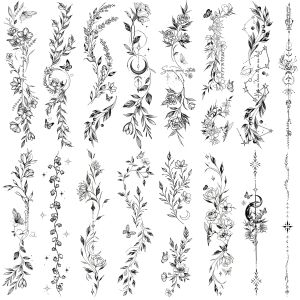 Watercolor Flower Butterfly Hummingbird 14 Sheets 3D Temporary Tattoos For Women -Colorful Realistic Long Lasting Fake Tattoo Stickers Waterproof Tattoos For Women Body Art