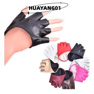 HUAYANG01 [HOT FASHION] ถุงมือหนัง PU แบบไม่มีนิ้วสำหรับปาร์ตี้บนเวทีแนวพังก์ร็อคโลลิต้าฮาราจูกุ