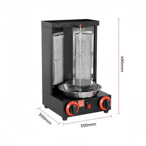 Mideca Commercial gas rotary heating barbecue machine Shawarma Grill Türkiye BBQ Machine LPG shawarma maker with two burners and rotating disc