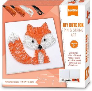 Boqin DIY String Art Kit - Cute Fox Craft Kit with String Art Patterns Pushpins Crafting Supplies String Art Kit for Kids Gift for 9-12 Girls Unique Gift for Home Wall Decorations