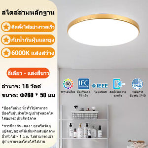 CANMEIJIA ไฟเพดานบ้าน led โคมไฟเพดาน LED ที่เรียบง่าย 18W 30W 40W 50W 85—265V กันแมลง แบบบางเฉียบ อลูมิเนียม ขาวบริสุทธิ์ เบาและบางลง โคมไฟติดเพดาน LED ﻿