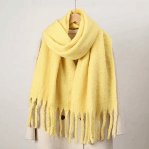 PWD0442 Tassel Winter Wool Scarf Plush Thicken Long Shawl Elegant Blanket Faux Cashmere Scarves Women/Men
