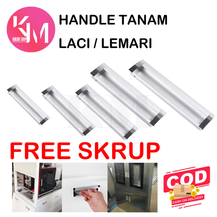 Tarikan Tanam Pintu Sliding/ Handel Tanam Pintu Sliding Kotak 128 mm / 160 mm Plastik