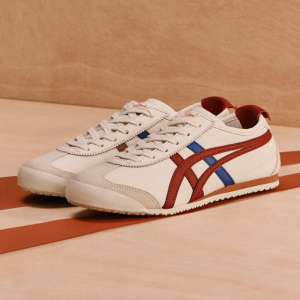 2025รองเท้าเสือแท้ย้อนยุคคลาสสิกเม็กซิโก66สำหรับทั้งหญิงและชายรองเท้ากีฬาทันสมัยและสะดวกสบายสำหรับทุกเพศรองเท้าลำลองรองเท้าหนังกันลื่นสีเบจ/สีแดงสีฟ้า