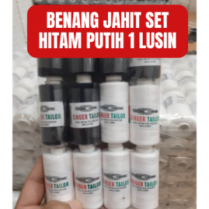 Benang jait 500 yard Set Hitam Putih 1 lusin