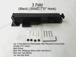 (Small) (O Hook) Balcony Wall Mounted Retractable Foldable Clothes Drying Rack Clothes Hanger Space Saving Rack