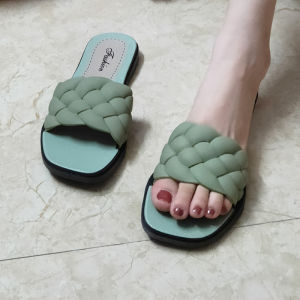 ส่งไว!! 742 รองเท้าแบบสวม (บวกเพิ่ม 1 ไซส์) รองเท้าหัวถัก รองเท้าแฟชั่น งานพอลิเมอร์  รองเท้าขายส่ง รองเท้าแตะ รองเท้าใส่สบาย รองเท้าผู้หญ