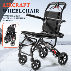 Aluminum alloy wheelchair can be used on airplanes foldable and portable for elderly travel