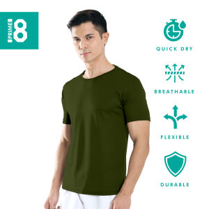 Prime8 x 888.co Aerofit Roundneck Shortsleeve Microfiber Dryfit Tshirt Jersey Sport Baju T Shirt Men Women ARMY GREEN