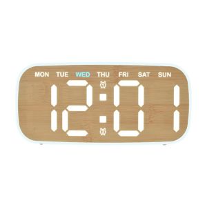 STARRY Brightness Adjustable Digital Alarm Clock Temperature Display Ambient Light LED Desk Clock Creative Silent Non-Ticking Electronic Wall Clock Home