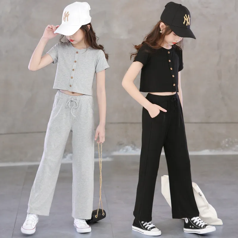 Summer Teen Girls Clothing Set 2023 Children Short Sleeve Tops + Pants 2Pcs  Kids Holiday Outfits Girl Clothes for 4 5 6 8 12 Years