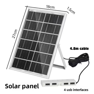 6W 5V Solar Charging Panel Outdoor Mobile Phone Power Bank Charger Portable USB Fast Charging for Camping/Hiking/Emergency Waterproof with 4 USB Ports