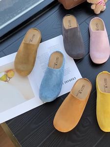 Flat-Bottomed Closed-Toe Mules For Women 2025 Spring New Vintage Slip-On Casual Shoes For Outdoor Wear