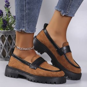 IELGY Loafers Womens 2024 Leopard print plus size British style temperament versatile suede