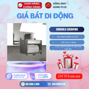 Giá bát di động Eurogold EUI304160 lắp tủ bếp trên cơ cấu nâng hạ giúp lấy bát đĩa dễ dàng tủ cao
