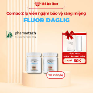 Combo 2 lọ viên ngậm bảo vệ sức khoẻ răng miệng Pharmatech Fluor Daglig 90 viên