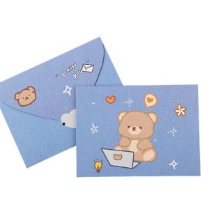 Birthday Cartoon Animal Greeting Cards Envelope Memos Festival Gift Letter Paper for Kid Boys Girls