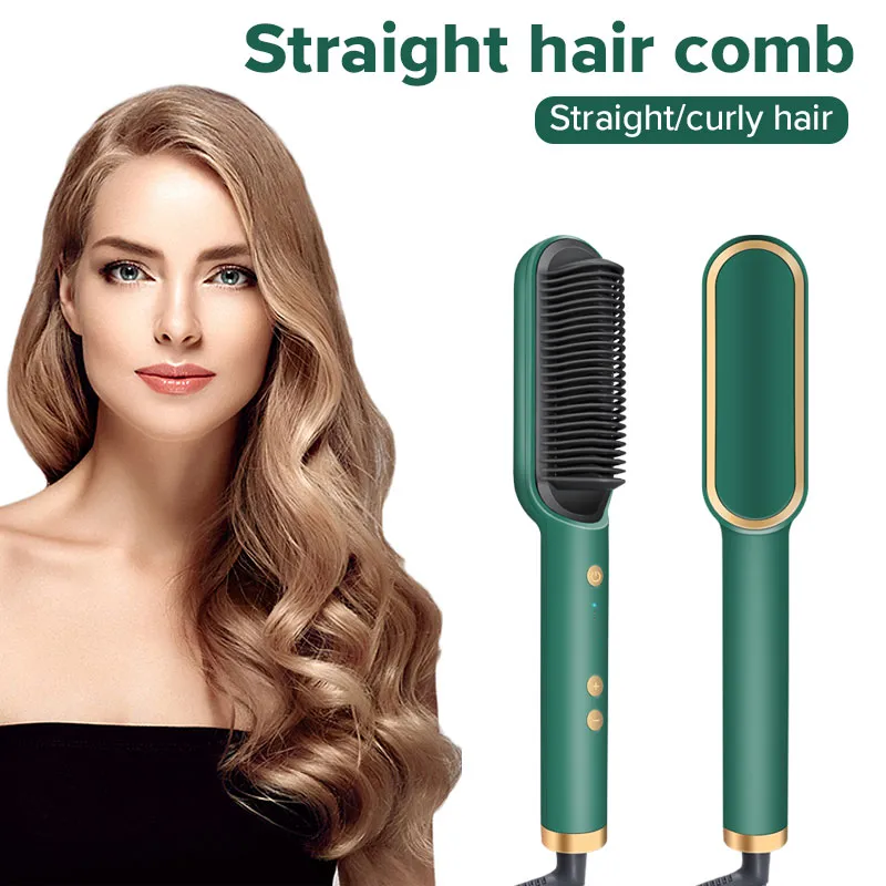 in Hot Comb Straightener Electric Hair Straightener Hair Curler Wet Dry  Use Hair Flat Irons Hot Heating Comb For Hair