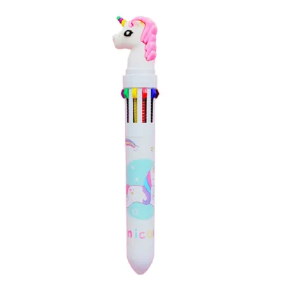 Pulpen Karakter 10 Warna - Ballpoint Perlengkapan Menulis Multicolor 0.5mm / Bolpen Mix Colour Isi Tinta 10in1 Bergambar Kartun Lucu / Pena Alat Tulis Sekolah Kantor Warna Warni Praktis - GP Mall
