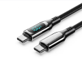 VENTION สายชาร์จ 2M COTTON BRAIDED USB 2.0 C MALE TO C MALE 5A CABLE WITH LED DISPLAY 2M BLACK ZINC ALLOY TYPE : TAYBH. 