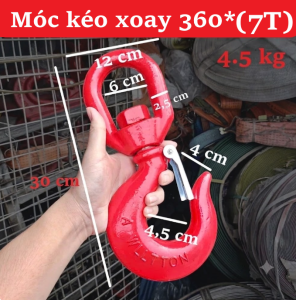 Móc Kéo Hàng Xoay 360 Độ (7T) Có Chốt Khóa Đỏ Phụ Kiện Treo Đa Năng